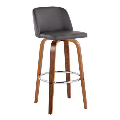 Toriano - Mid Century Modern Fixed Height, Barstool With Swivel With Round Footrest (Set of 2) Lumi Source
