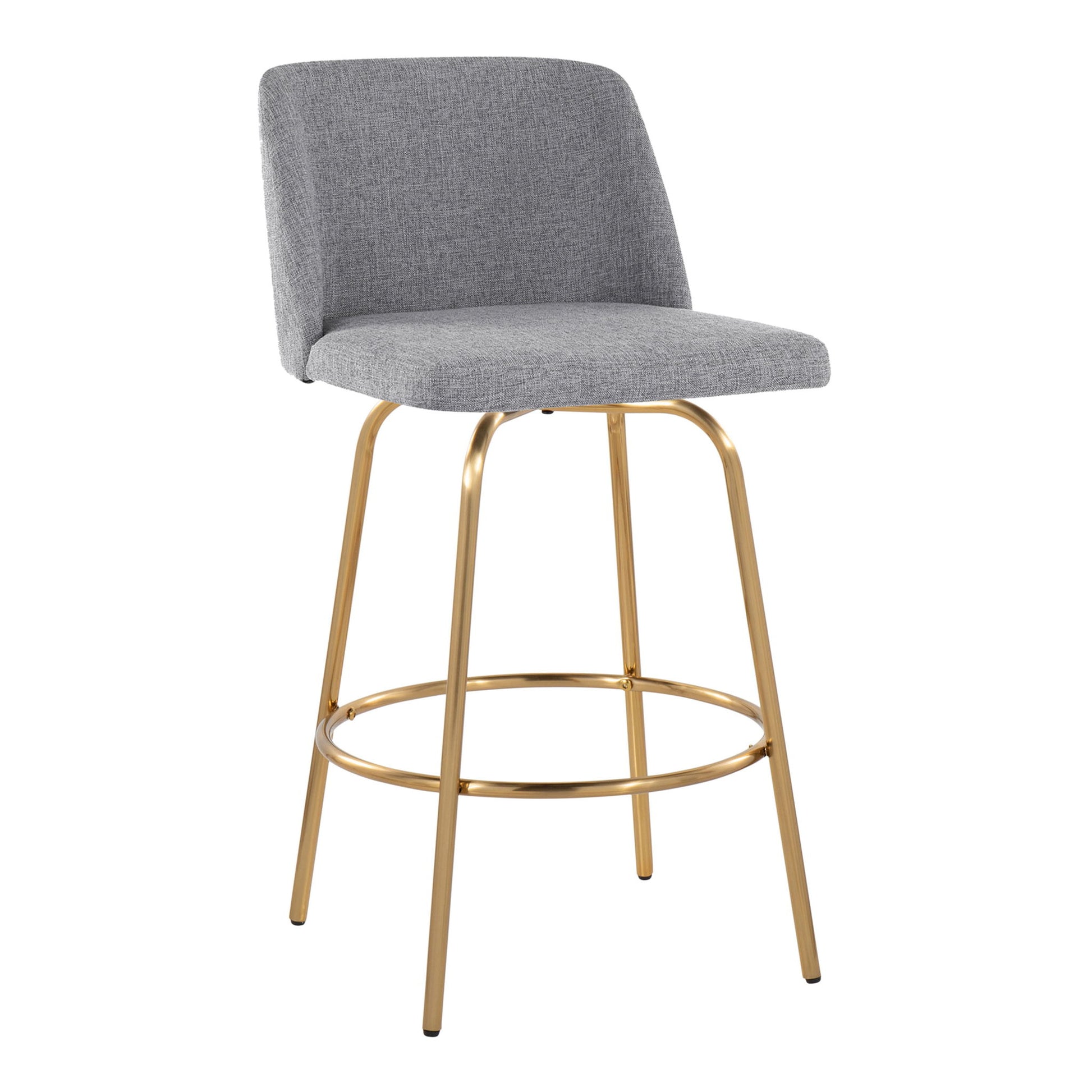 Toriano - Contemporary, Fixed Height Counter Stool With Swivel With Round Footrest (Set of 2) Lumi Source