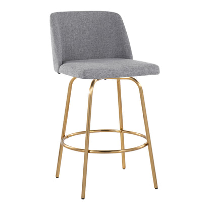 Toriano - Contemporary, Fixed Height Counter Stool With Swivel With Round Footrest (Set of 2) Lumi Source