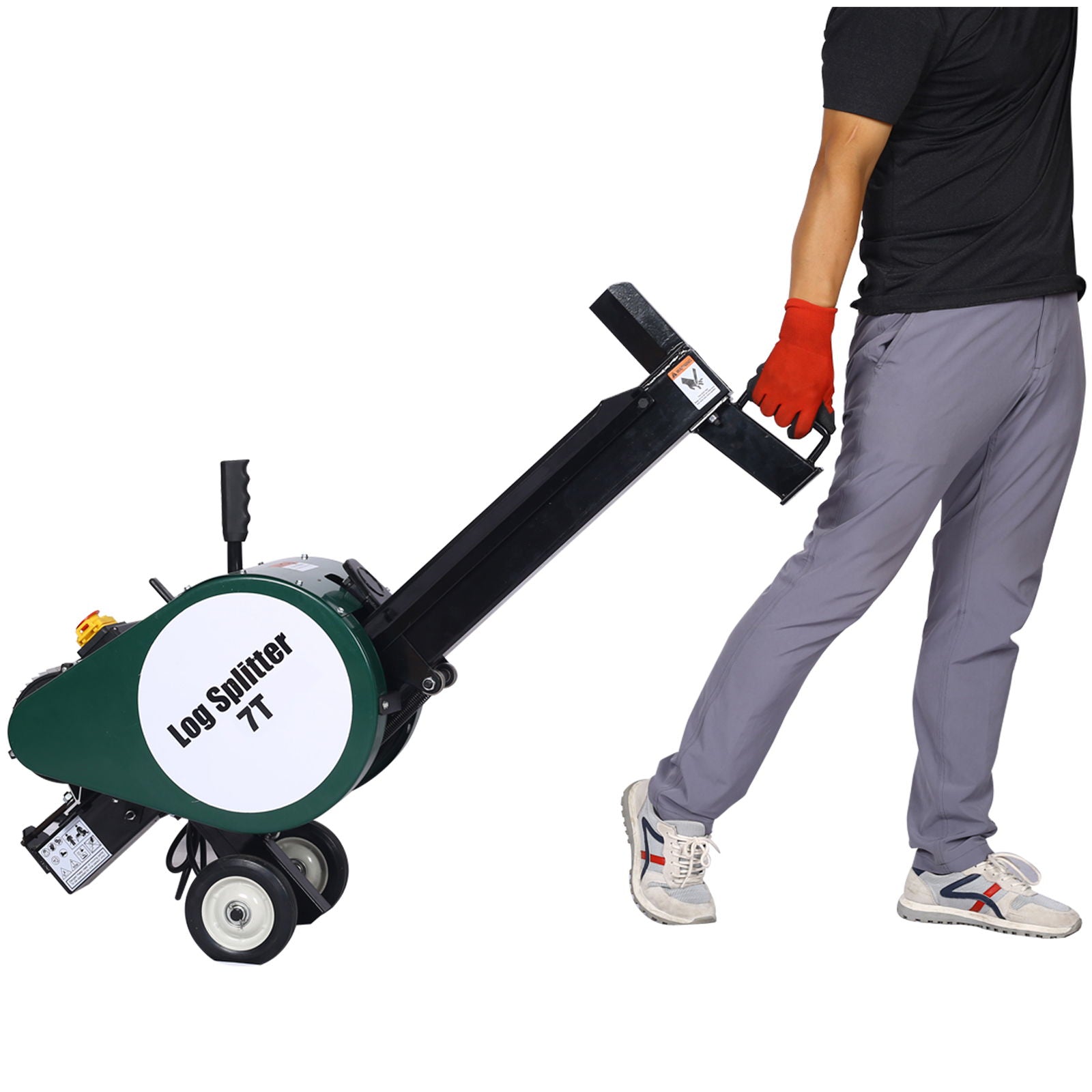 Double Flywheel Electric Log Splitter 7 Ton Portable Firewood Machine Steel - Black Daily Nest
