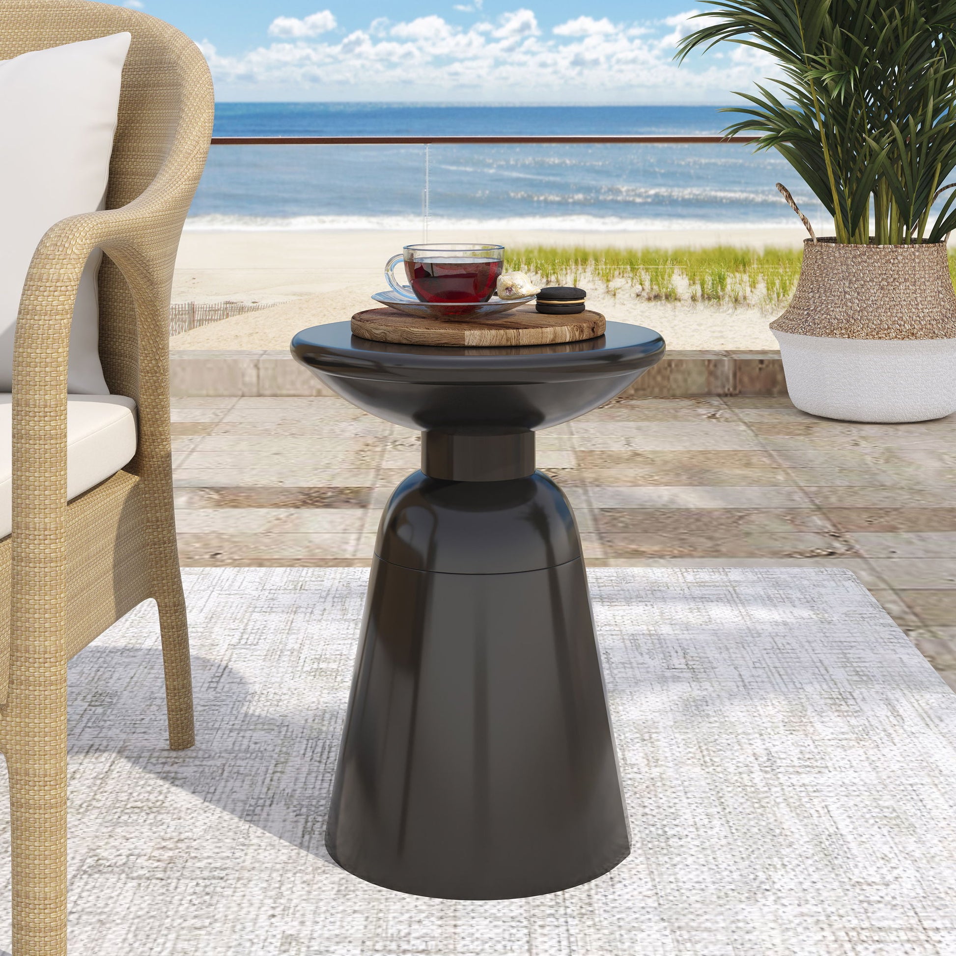 Outdoor Modern Metal End Large Table Noble House