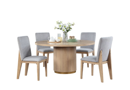 Caspian - 5 Piece Round Dining Table Set With Chairs - Oak Lilola Home
