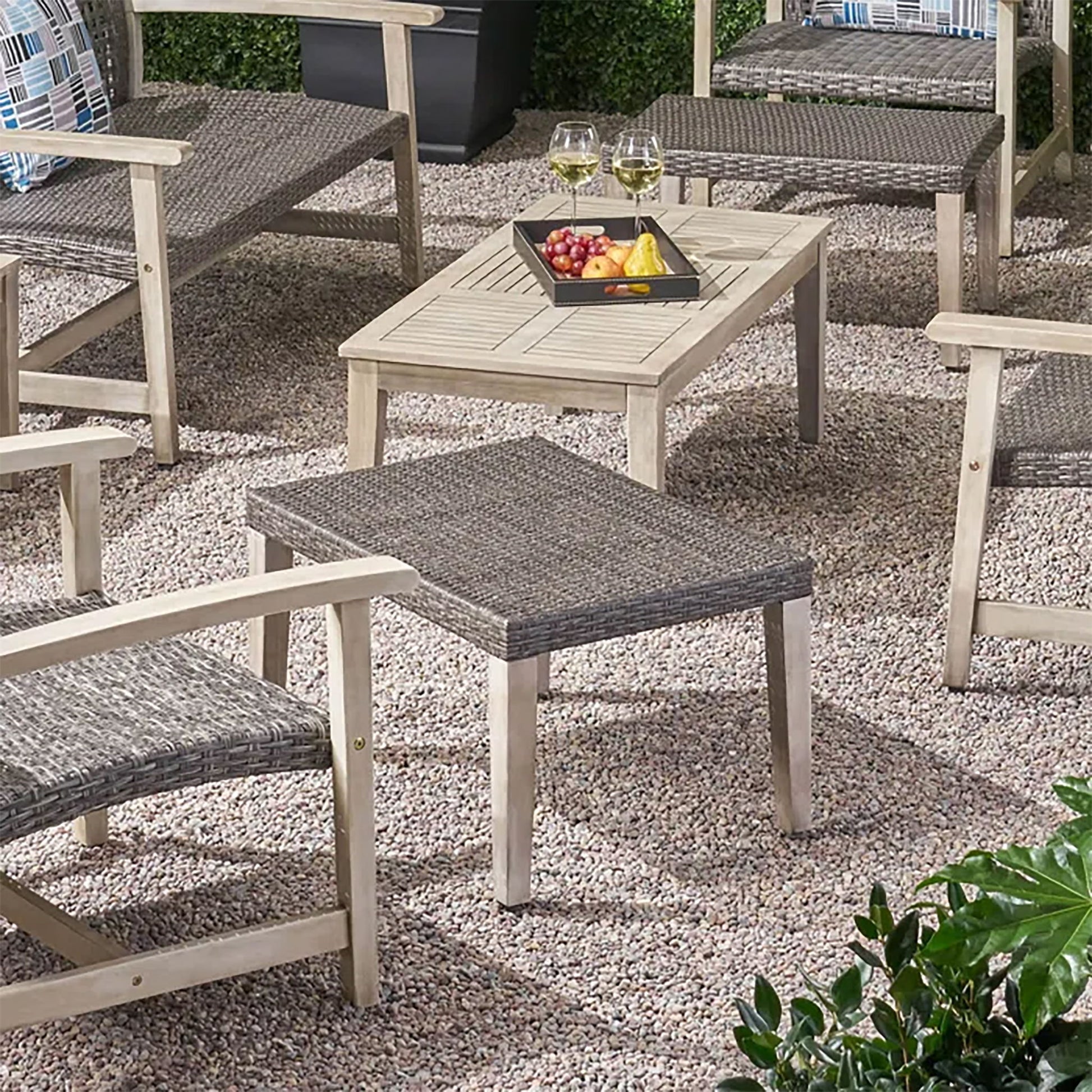Savannah - Outdoor Wicker And Ottoman - Gray Noble House