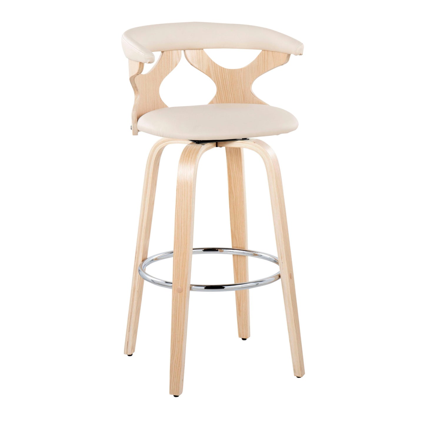 Gardenia - Contemporary Fixed Height Barstool With Swivel With Round Footrest (Set of 2) Lumi Source