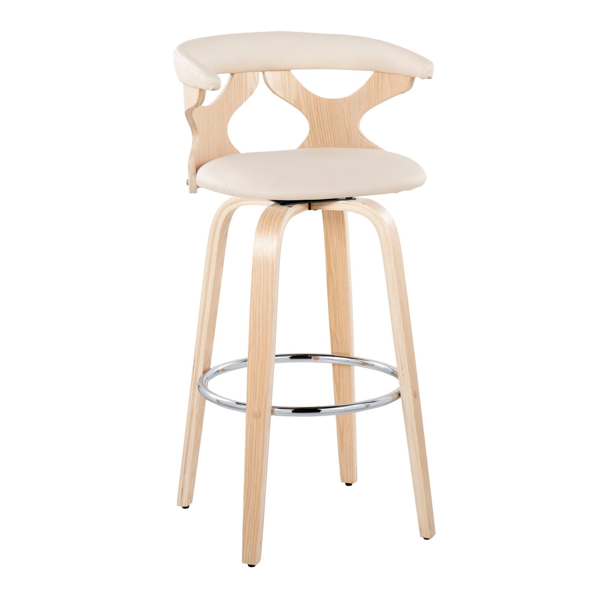 Gardenia - Contemporary Fixed Height Barstool With Swivel With Round Footrest (Set of 2) Lumi Source