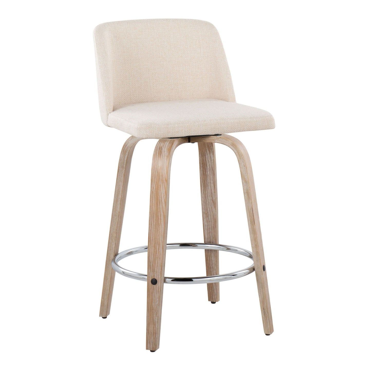Toriano - Contemporary Fixed Height Counter Stool With Swivel & Round Footrest Modern Design (Set of 2) Lumi Source