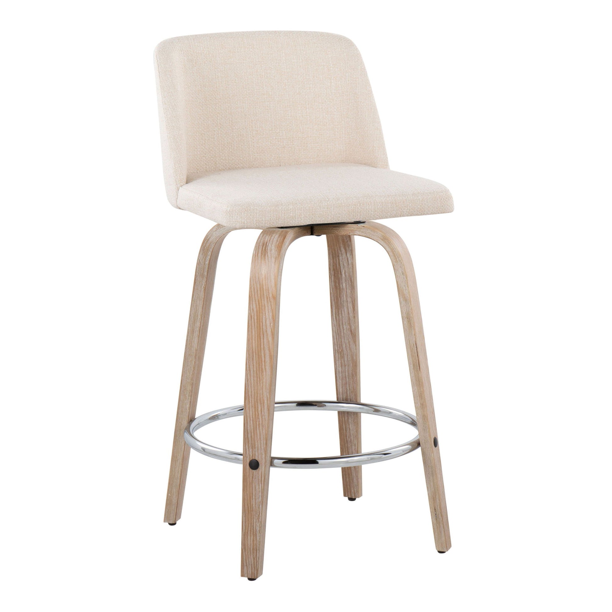 Toriano - Contemporary Fixed Height Counter Stool With Swivel & Round Footrest Modern Design (Set of 2) Lumi Source