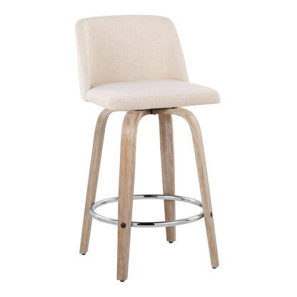 Toriano - Contemporary Fixed Height Counter Stool With Swivel & Round Footrest Modern Design (Set of 2) Lumi Source