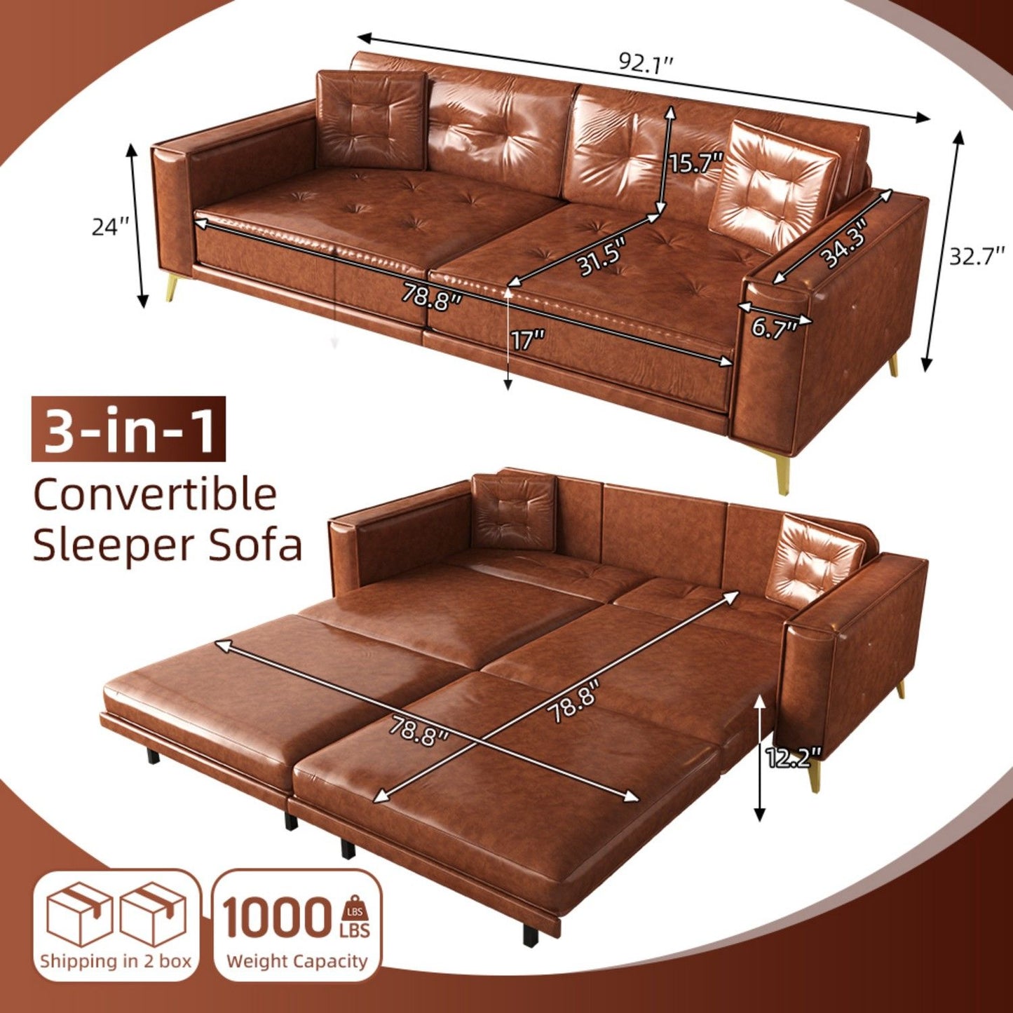 King Size Pull Out Sofa Bed 3 In 1 Home Essentials