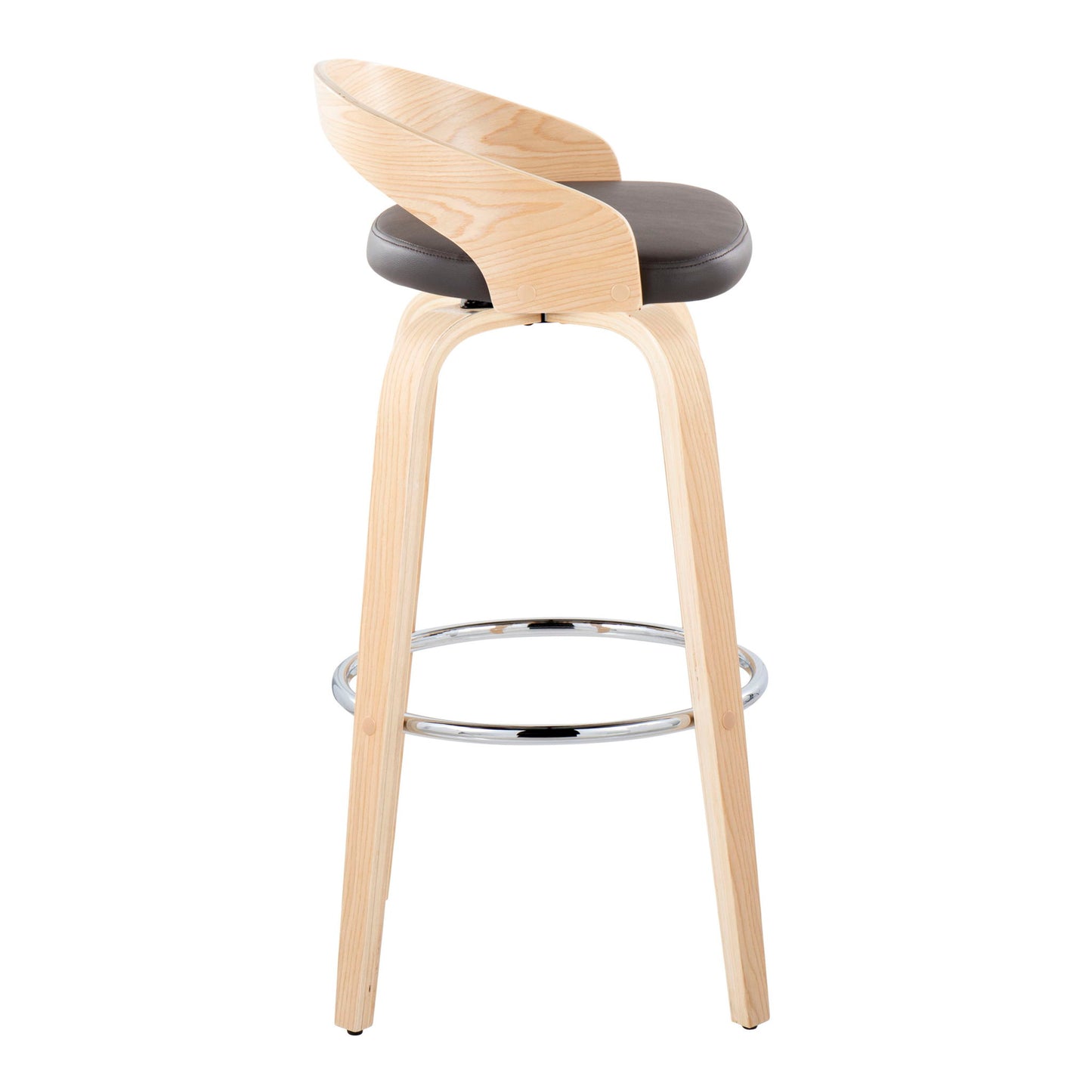 Grotto - Contemporary Fixed-Height Barstool With Swivel With Round Footrest (Set of 2) Lumi Source