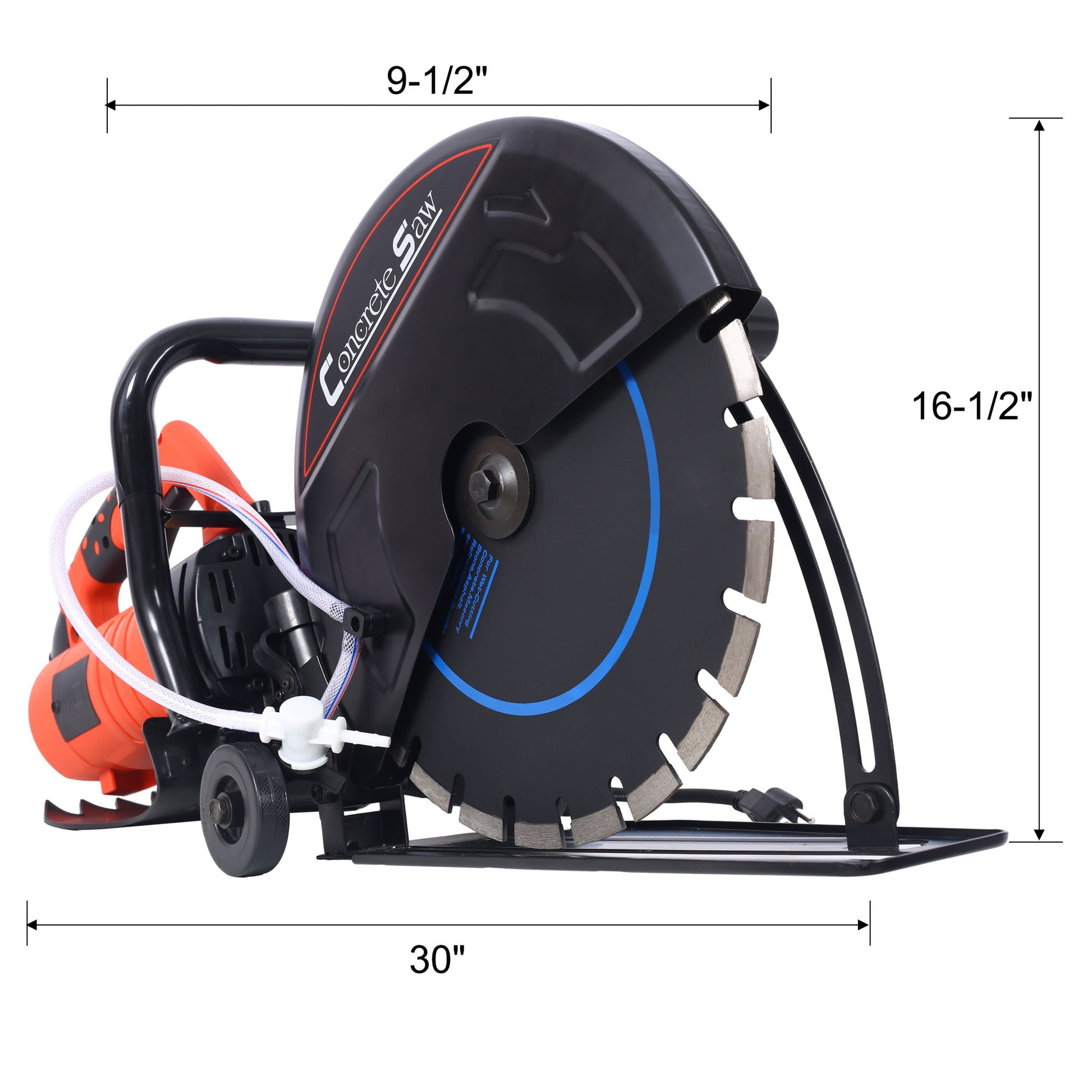 Electric 14" Cut Off Saw With Wet / Dry Functionality And Water Line Attachment Metal, 30" Length - Black Daily Nest