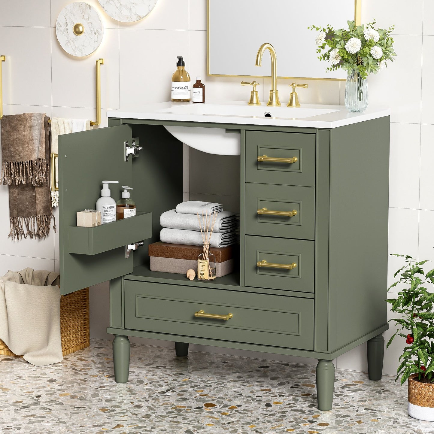 Traditional Bathroom Vanity Set With Soft Close Doors Hearth and Haven