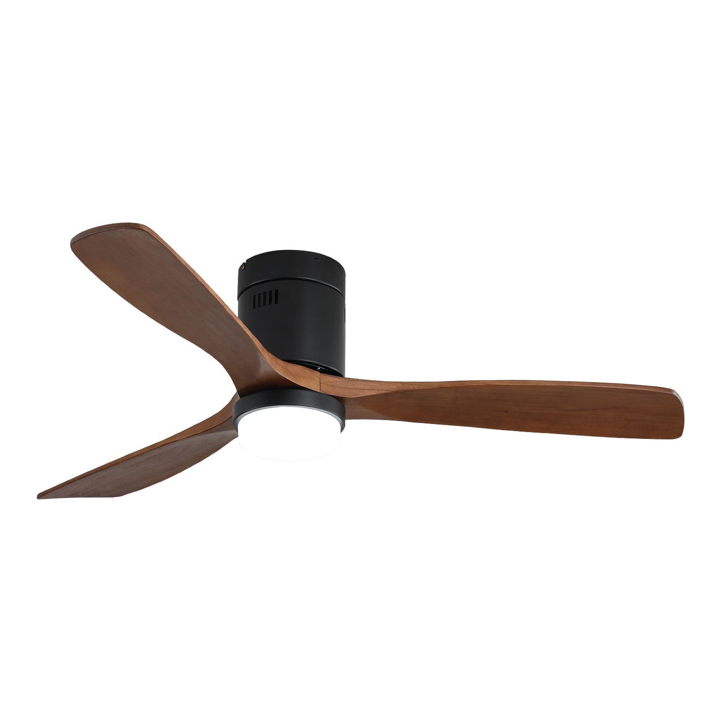 Wooden Ceiling Fan With 18W Led Light 3 Solid Wood Blades Remote Control Reversible Dc Motor For Home