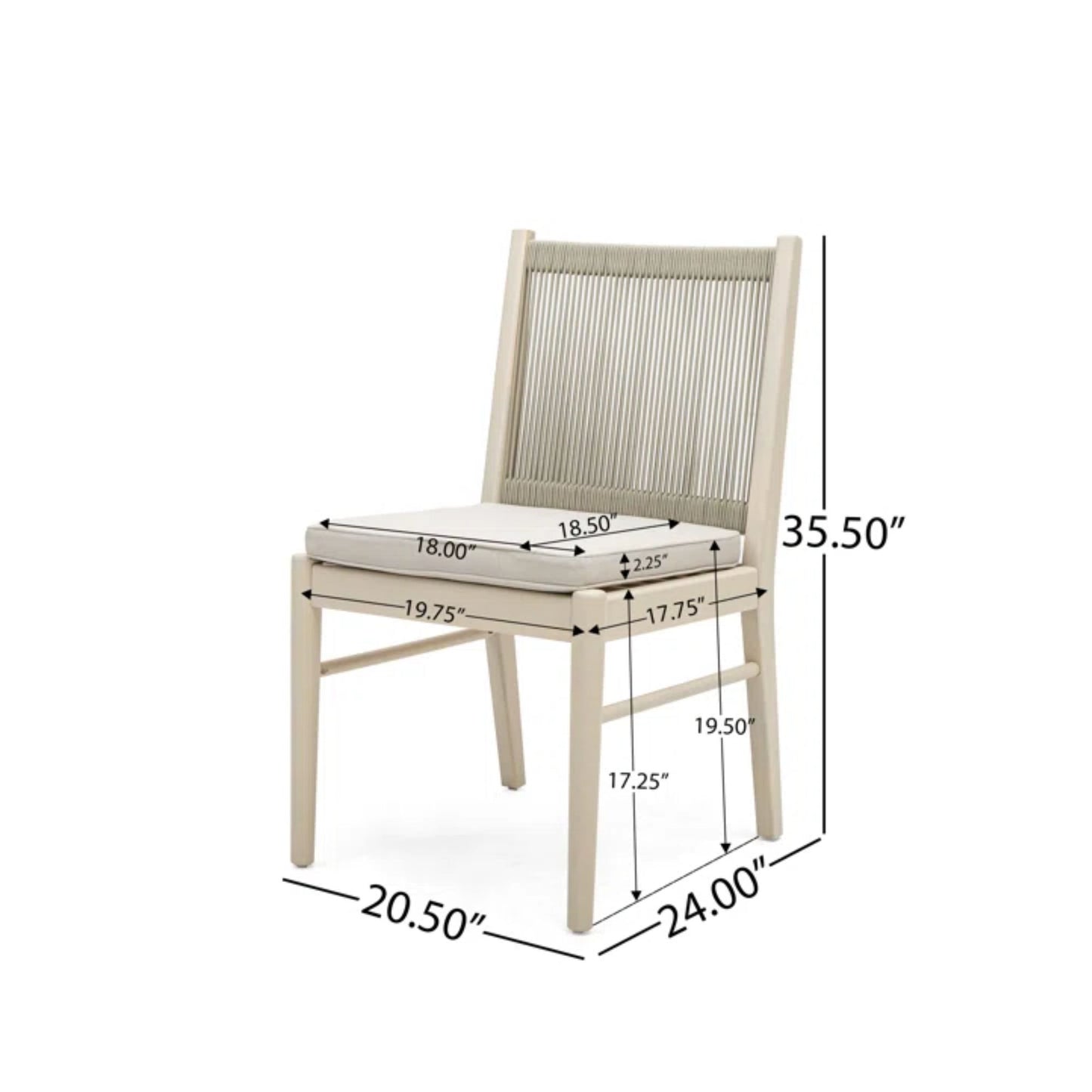 Cordoba - Dining Chair (Set of 2) Comfortable Armless Chairs - Beige Noble House