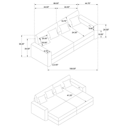 Clifford - Upholstered Dual Power Chaise Sofa - Black Furniture Max