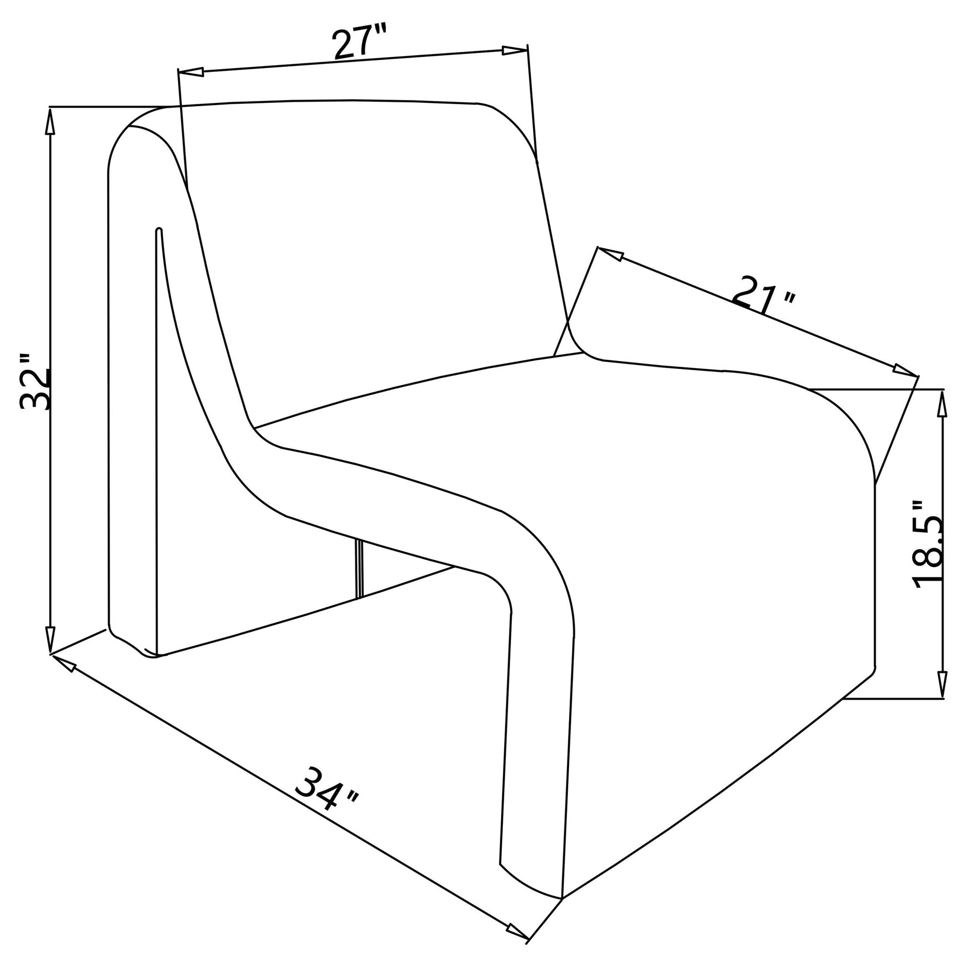 Winne - Curved Armless Accent Chair Furniture Max