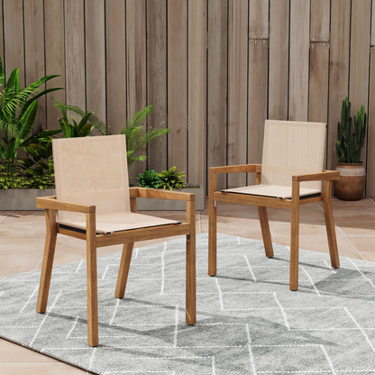Belfast - Dining Chair With Acacia Wood Frame And Mesh Seating (Set of 2) Noble House