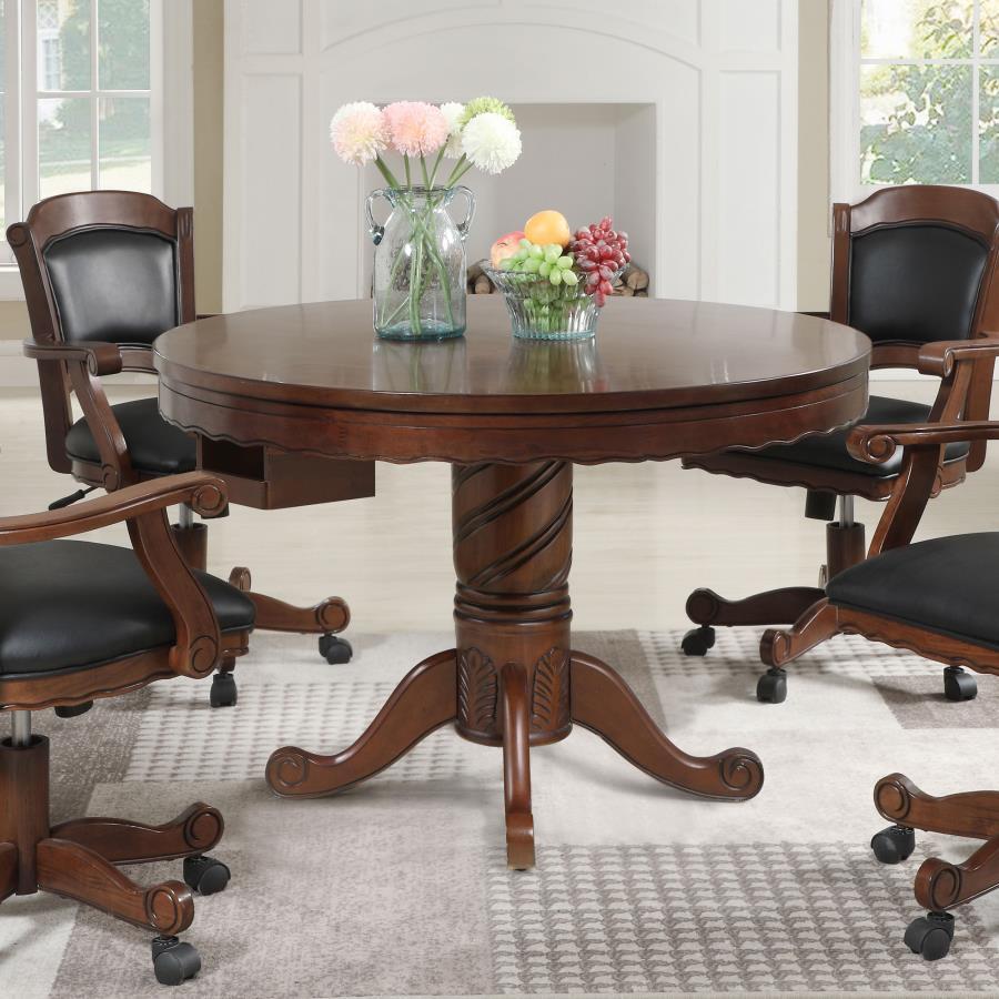 Turk - Round Dining And Billiard Poker Game Table - Tobacco CoasterEssence
