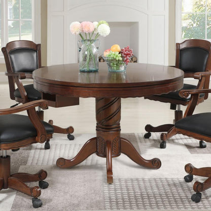 Turk - Round Dining And Billiard Poker Game Table - Tobacco CoasterEssence