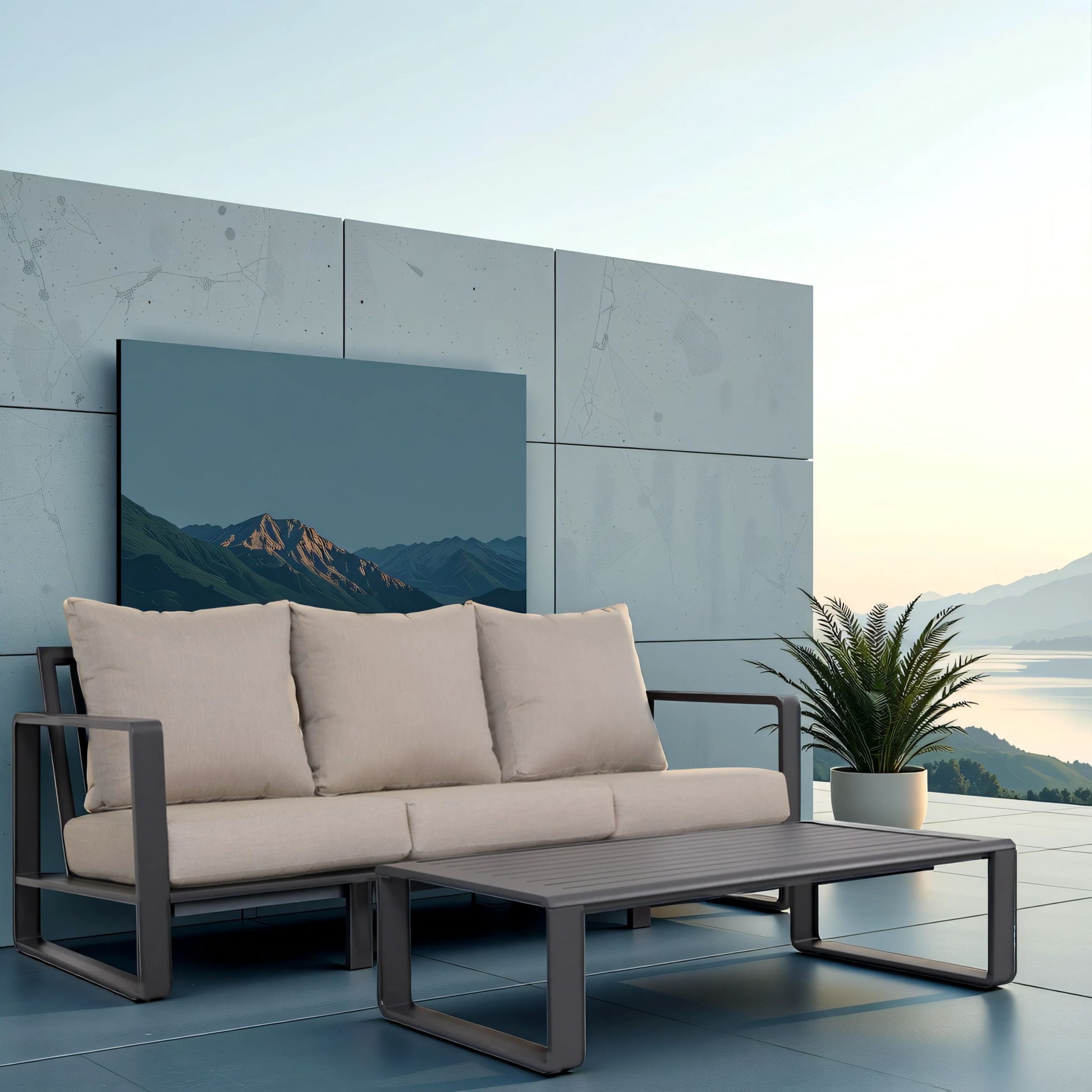 Durable Sofa With Rectangular Coffee Table LSI Patio Furniture