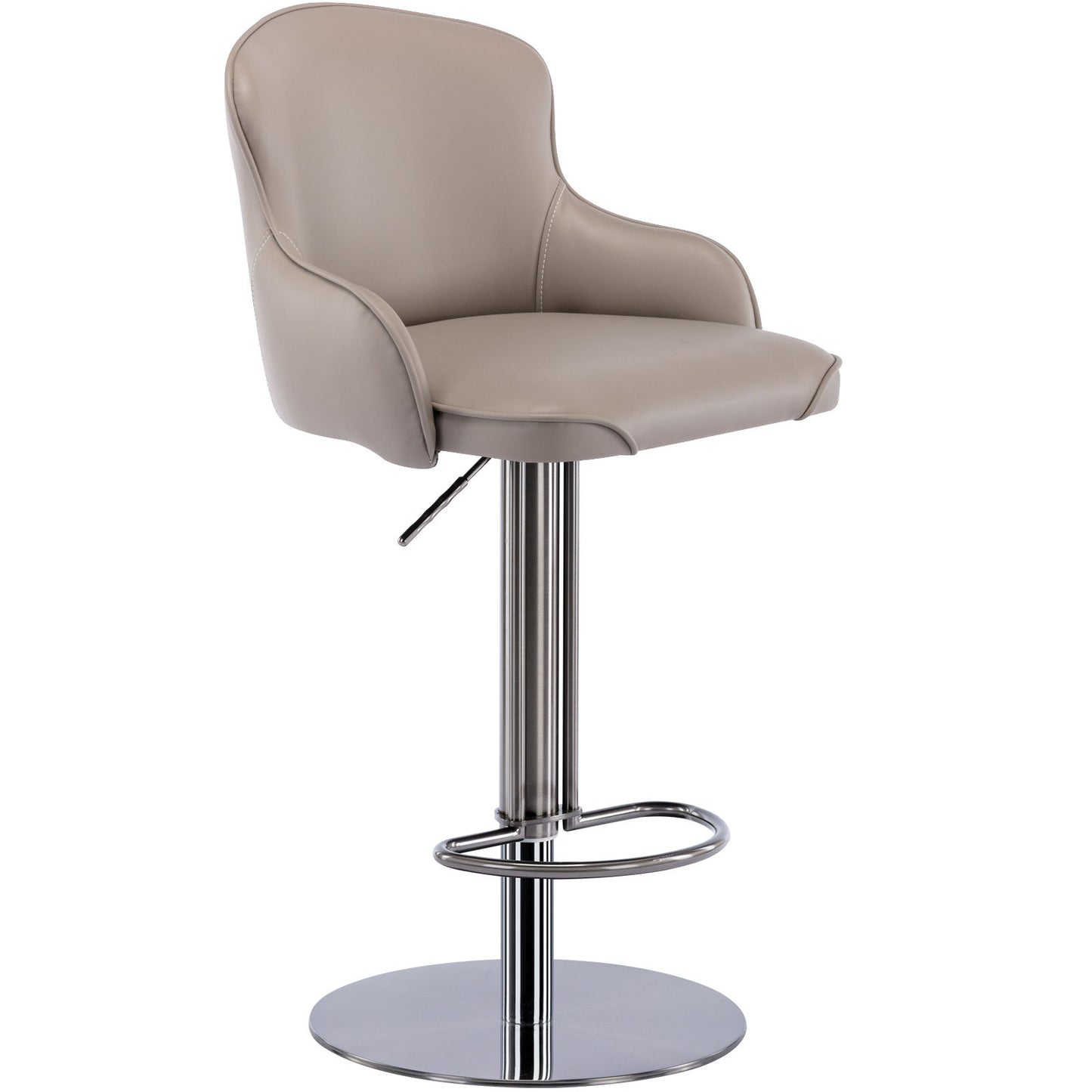 Titanium Stainless Steel Bar Stool, Grade Modern Leather Bar Chair With Backrest, Swivel Adjustable Height For Kitchen Counter And Dining Room Home Essentials