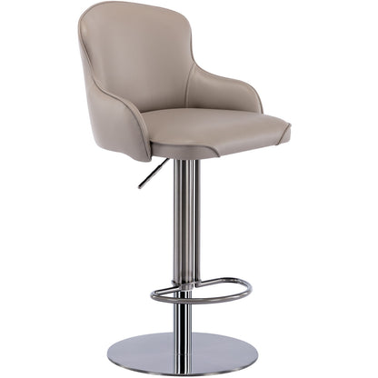 Titanium Stainless Steel Bar Stool, Grade Modern Leather Bar Chair With Backrest, Swivel Adjustable Height For Kitchen Counter And Dining Room Home Essentials
