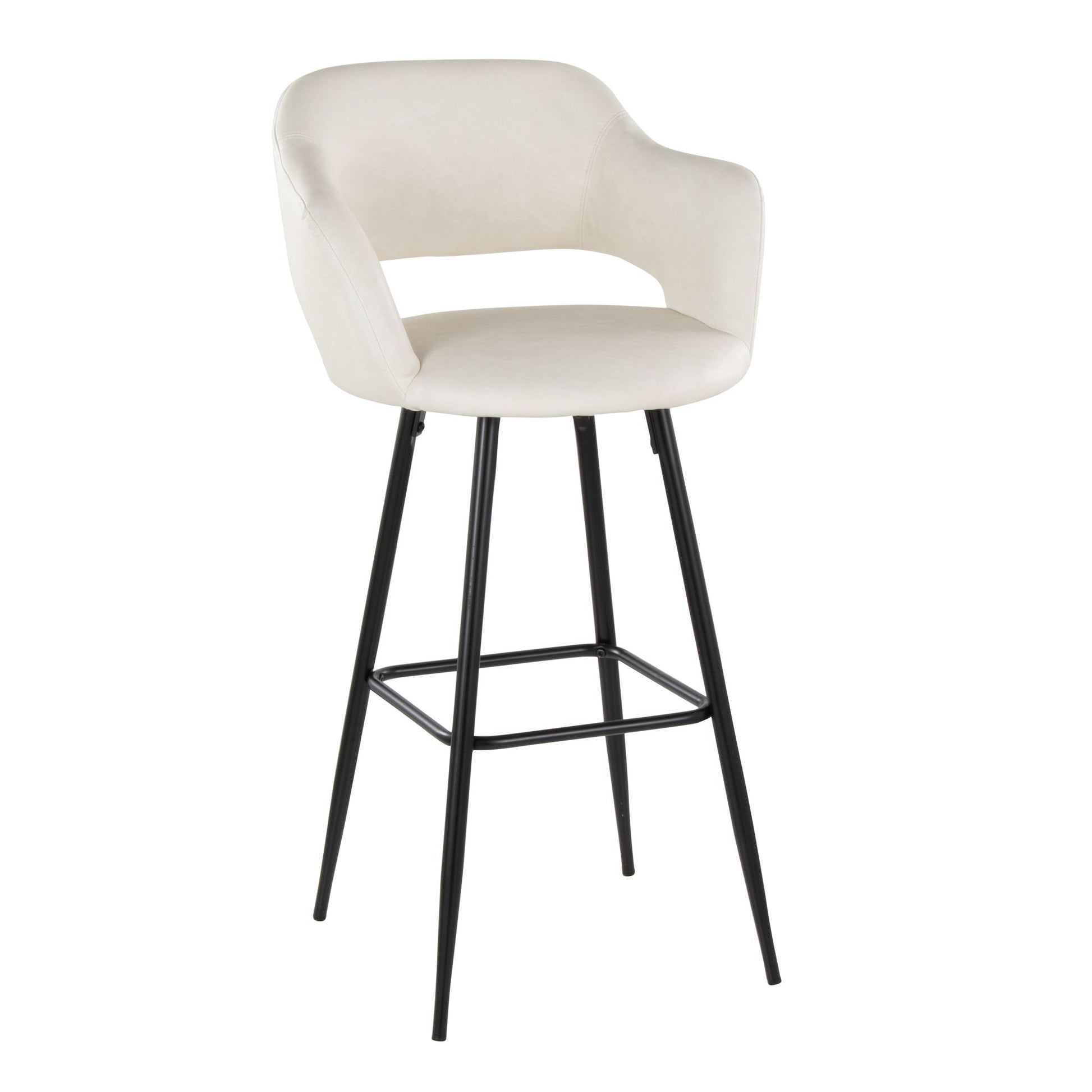 Margarite - Contemporary Fixed Height BarStool With Square Footrest (Set of 2) Lumi Source