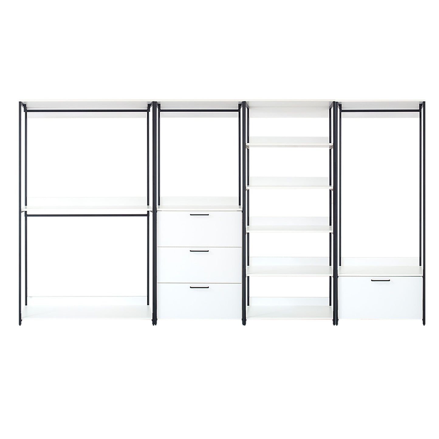 Fiona - Freestanding Walk In Wood Closet System & Metal Frame Durable Storage Solution Melamine - White Home Essentials