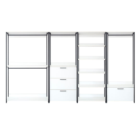 Fiona - Freestanding Walk In Wood Closet System & Metal Frame Durable Storage Solution Melamine - White Home Essentials