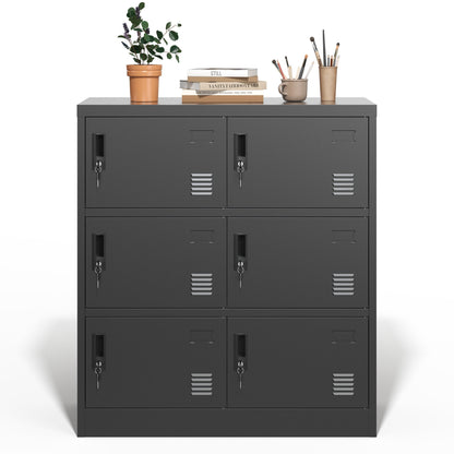 6 Door Employee Storage Locker, Lockers For Office, Gym, School, And Home With Card Slot - Black Home Essentials