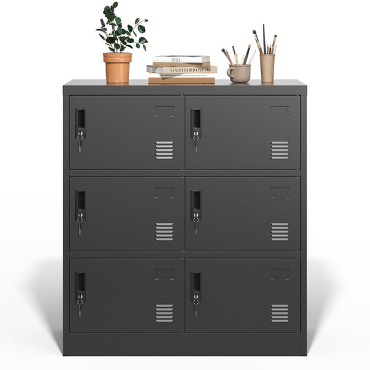 6 Door Employee Storage Locker, Lockers For Office, Gym, School, And Home With Card Slot - Black Home Essentials