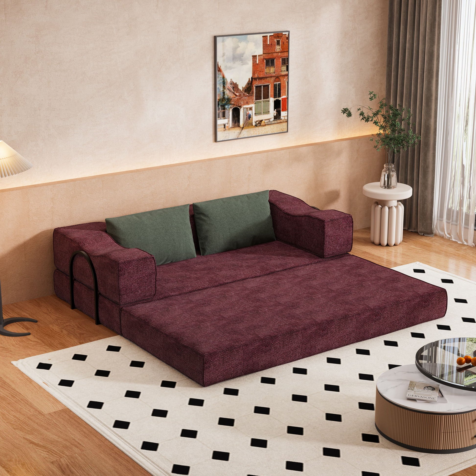 3 Seat Folding Floor Couch & King Size Bed Mattress Home Essentials