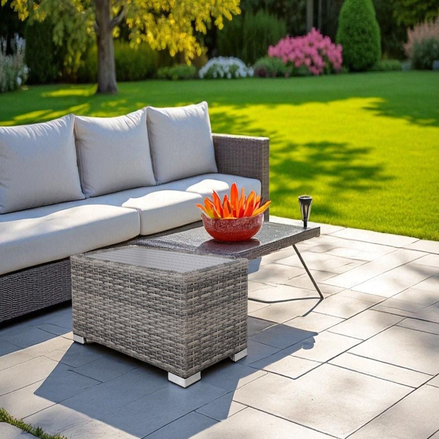 Chesterville - Slatted Side Table With Aluminum Top - Gray LSI Patio Furniture