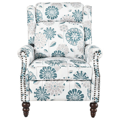 Push Back Recliner Chair Upholstered Recliner Armchair With Classic Wing Back And Solid Gourd-Shaped Legs Noble House