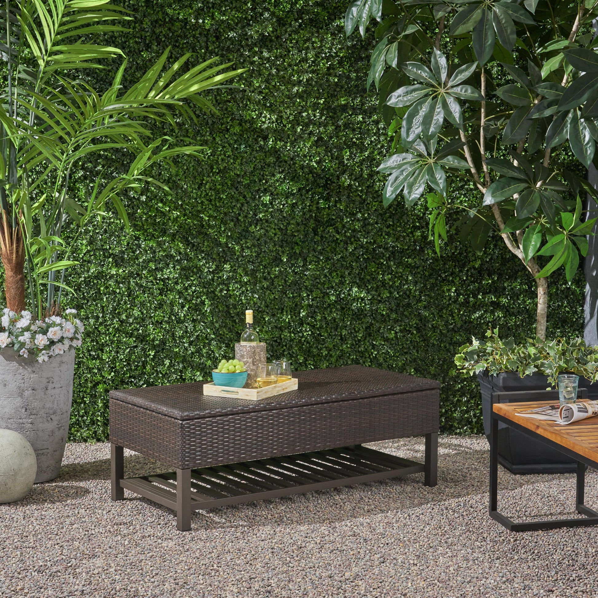 Regent - Storage Bench With Metal Rack - Brown Multi Noble House