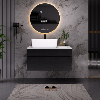 Floating Bathroom Vanity With Sink For Small Bathroom - White / Black Home Essentials