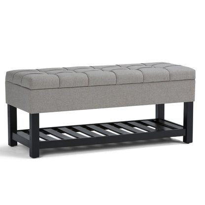 Saxon - Upholstered Transitional Storage Ottoman Bench Simpli-Home