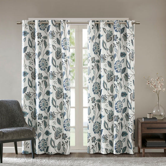 Camille - Printed Room Darkening Panel - Aqua