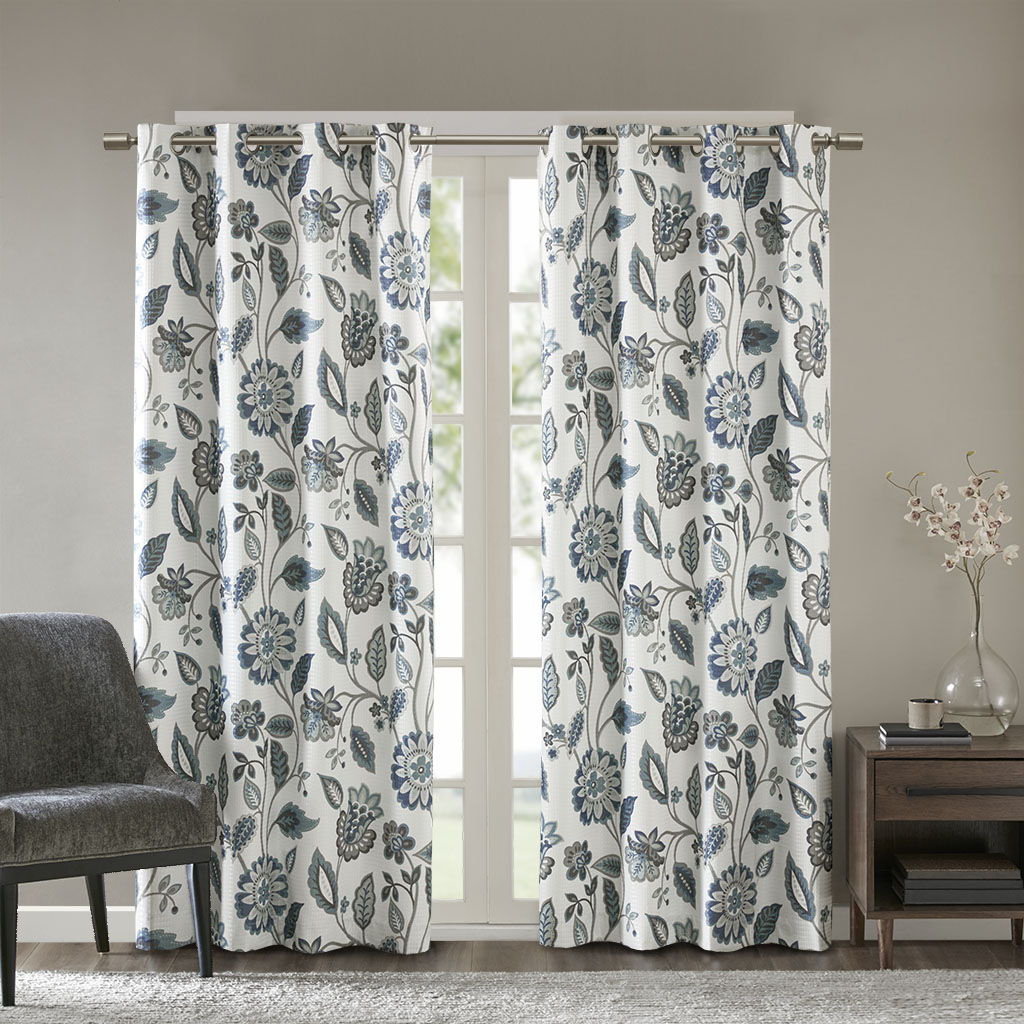 Camille - 84" Printed Room Darkening Panel - Aqua SunSmart