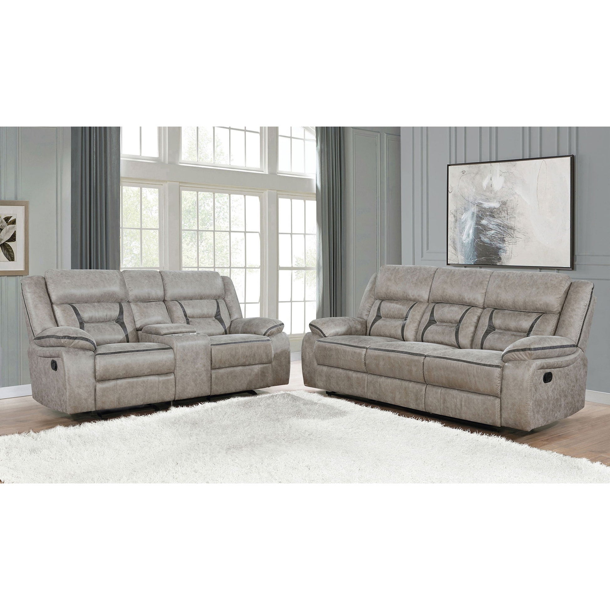 Brazelton - 2 Piece Pillow Top Arm Motion Living Room Set Furniture Max