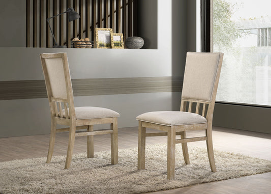 Brutus - Wide Contemporary Fabric Dining Chair (Set of 2) - Reclaimed Wheat Lilola Home