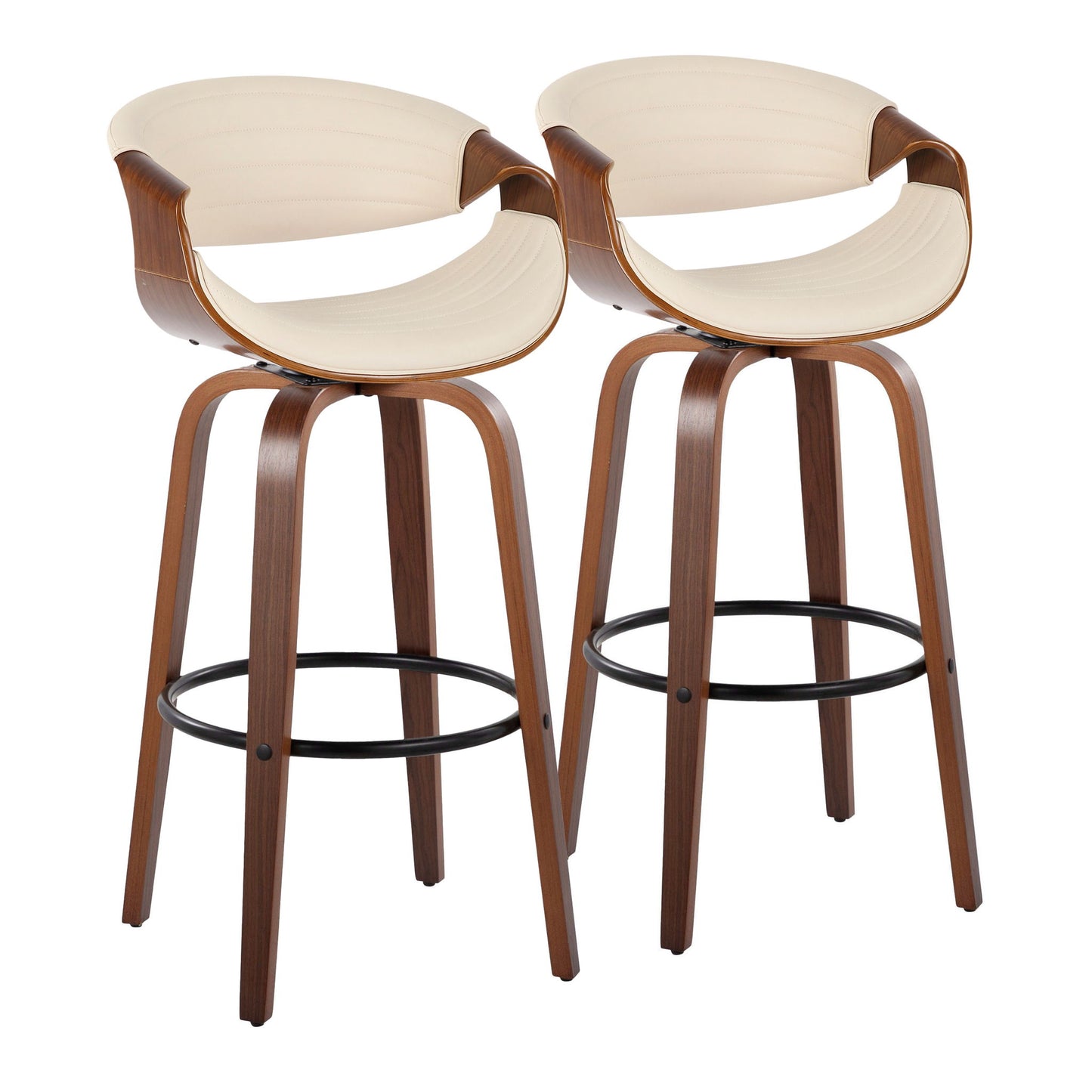 Symphony - Mid Century Modern Fixed Height Barstool With Swivel And Round Footrest (Set of 2) Lumi Source