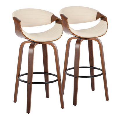 Symphony - Mid Century Modern Fixed Height Barstool With Swivel And Round Footrest (Set of 2) Lumi Source