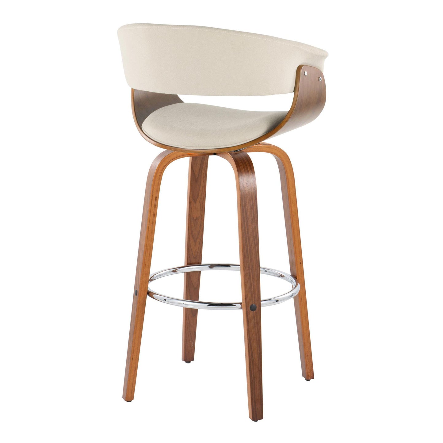 Vintage Mod - Mid Century Modern Fixed Height Barstool With Swivel With Round Footrest (Set of 2) Lumi Source