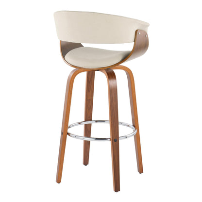 Vintage Mod - Mid Century Modern Fixed Height Barstool With Swivel With Round Footrest (Set of 2) Lumi Source