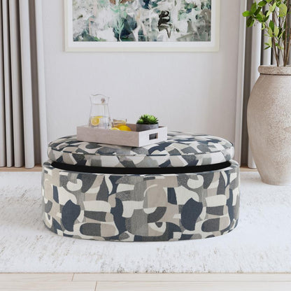 Tomkins - Oval Upholstered Storage Ottoman - Indigo Blue Coaster Fine Furniture