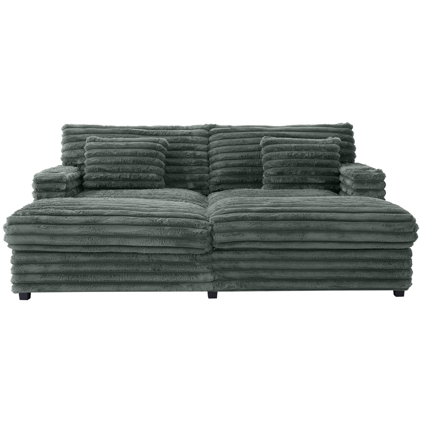 Oversized Double Chaise Lounge Sofa With USB Ports And Cup Holders Hearth and Haven