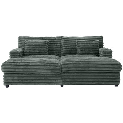 Oversized Double Chaise Lounge Sofa With USB Ports And Cup Holders Hearth and Haven