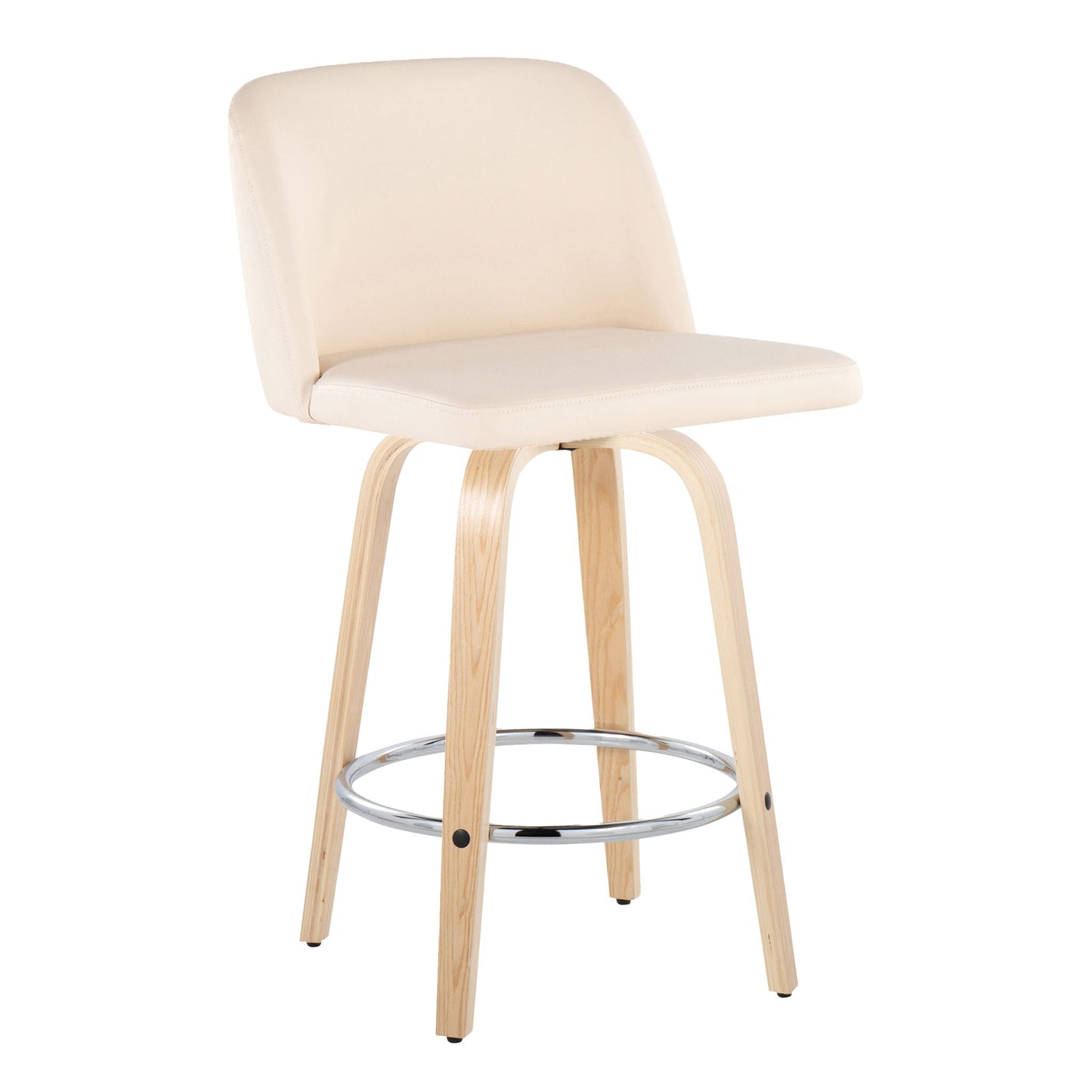 Toriano - Contemporary Fixed-Height Counter Stool With Swivel And Round Footrest (Set of 2) Lumi Source