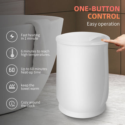 Luxury Bucket Towel Warmers, Large Towel Warmers For The Bathroom, Fits Up To 2 Oversized Towels - White Daily Nest